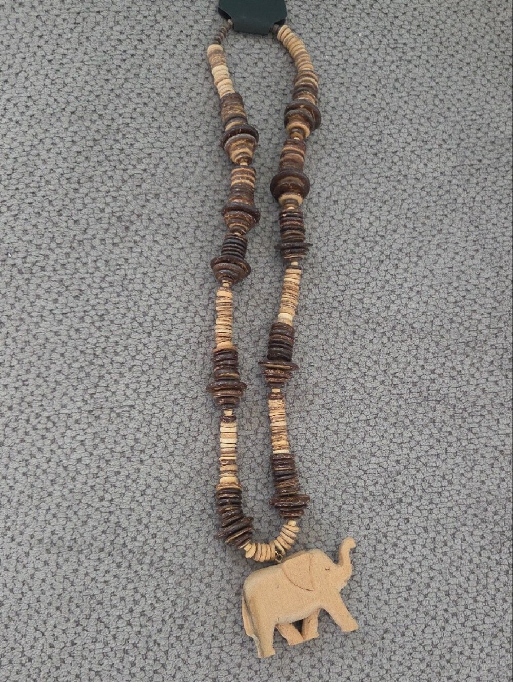 Handcrafted Elephant Pendant Beaded Necklace - Brown and Tan